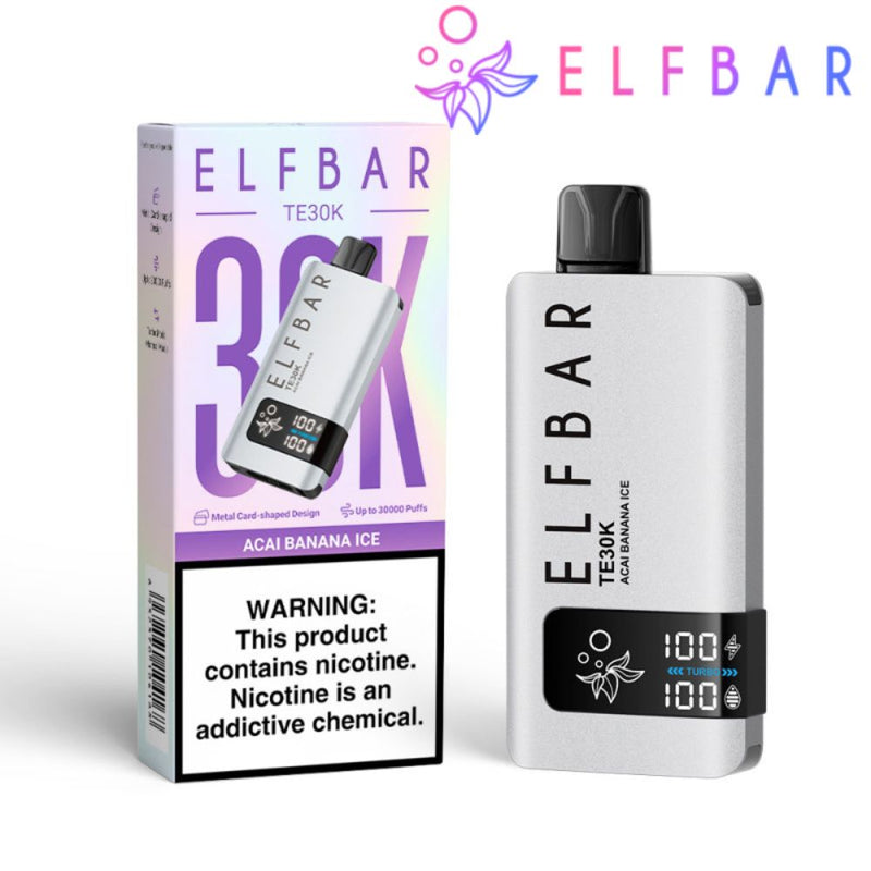 Pod Descartável Premium Elfbar TE30K Acai Banana Ice com 30.000 puffs, sabores deliciosos, bateria recarregável e entrega rápida via moto boy para Itajaí, Balneário Camboriú e Itapema!