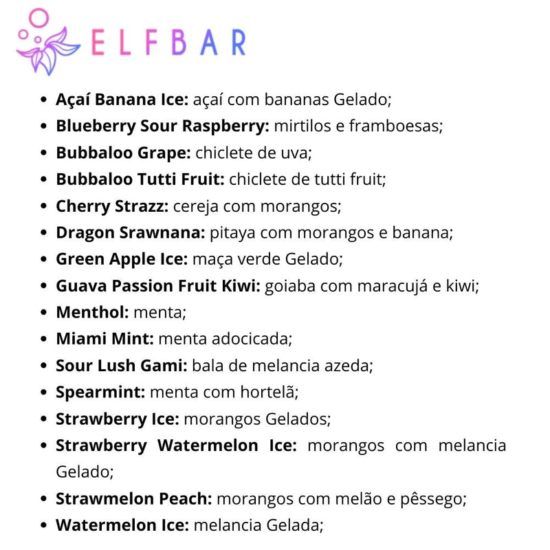 Pod Descartável Premium Elfbar TE30K com 30.000 puffs, sabores deliciosos, bateria recarregável e entrega rápida via moto boy para Itajaí, Balneário Camboriú e Itapema!